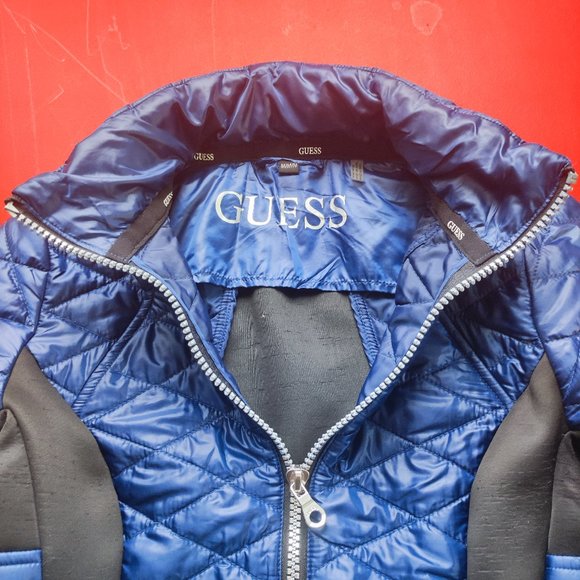 Guess puffer weatherproof jacket dark blue and black women's size M - Picture 3 of 9